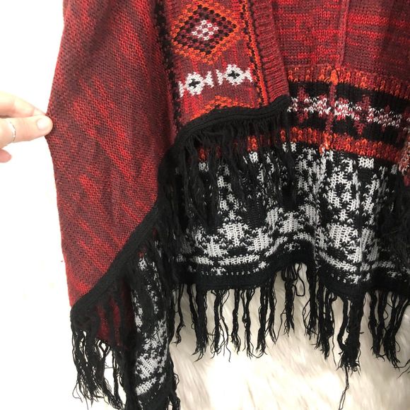 Women’s Southwesten, Aztec Cardigan w/Fringe, Long-Sleeved, Open Front, SZ S - Picture 5 of 7